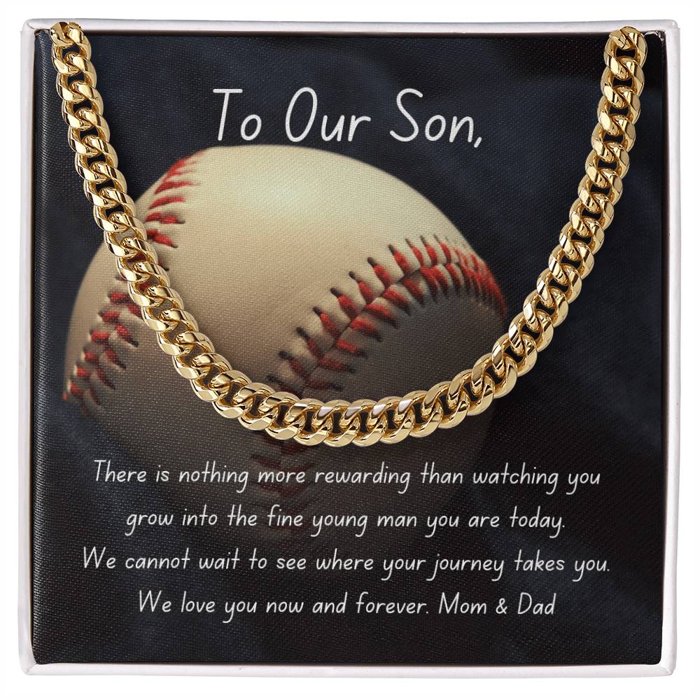 Baseball Cuban Link Chain Necklace | Gift | To Our Son | For Him | Personalizable