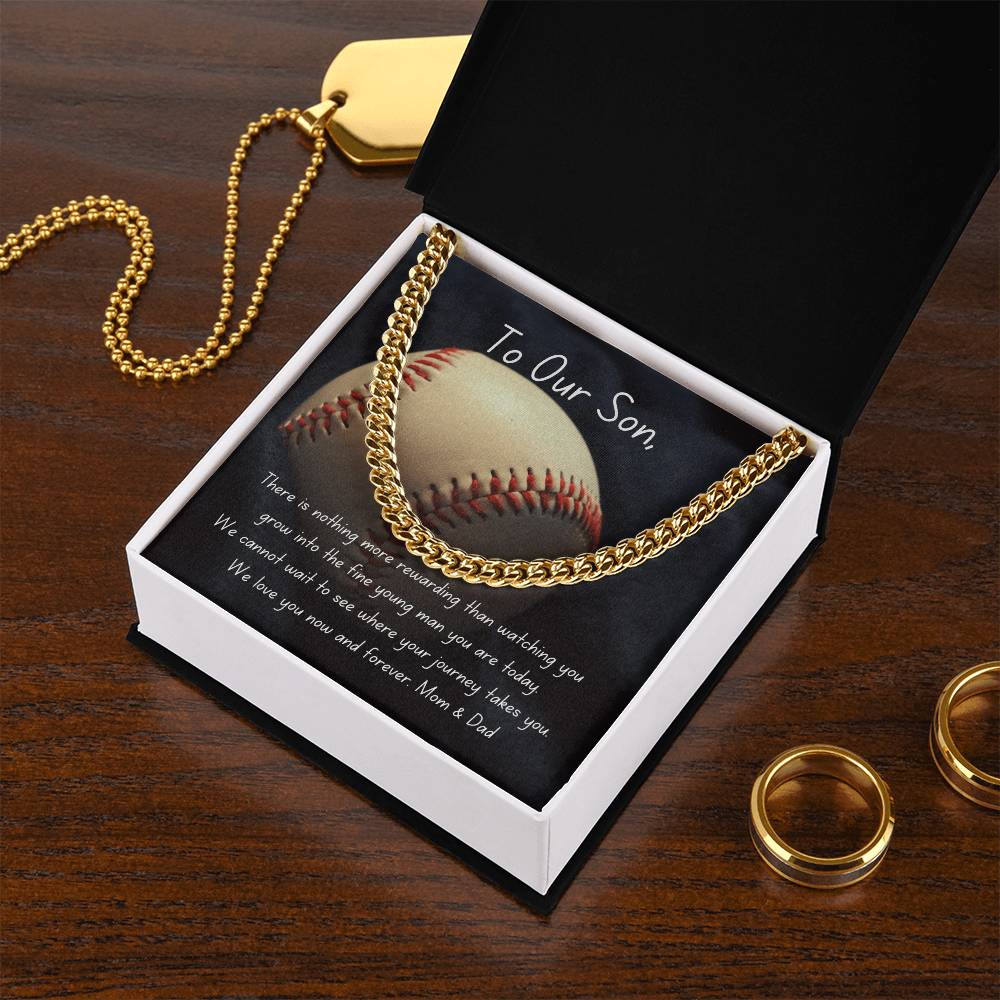 Baseball Cuban Link Chain Necklace | Gift | To Our Son | For Him | Personalizable