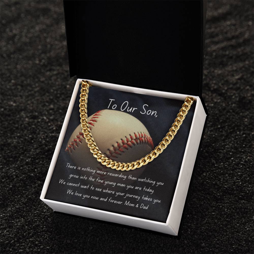 Baseball Cuban Link Chain Necklace | Gift | To Our Son | For Him | Personalizable