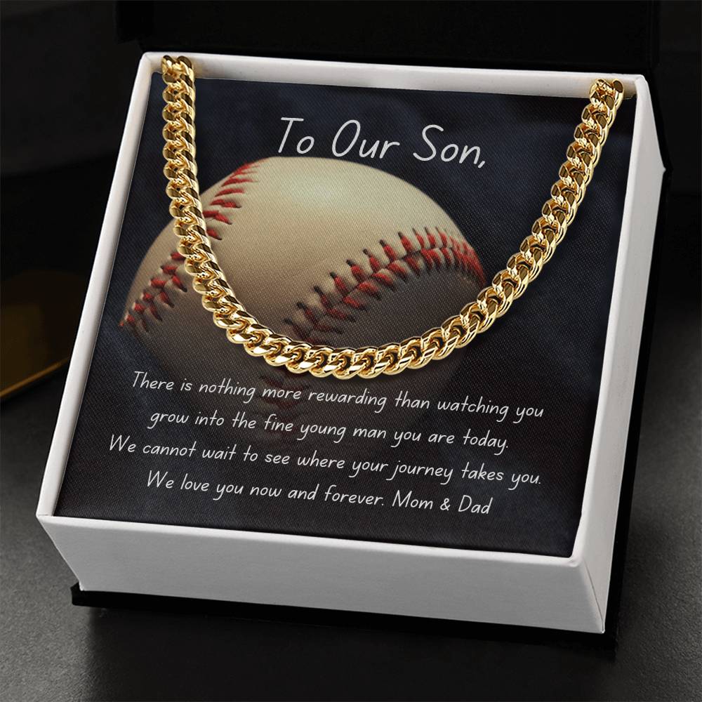 Baseball Cuban Link Chain Necklace | Gift | To Our Son | For Him | Personalizable