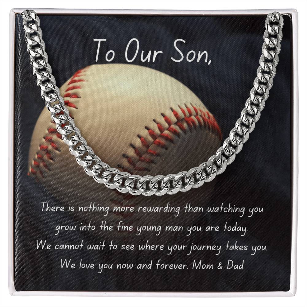 Baseball Cuban Link Chain Necklace | Gift | To Our Son | For Him | Personalizable