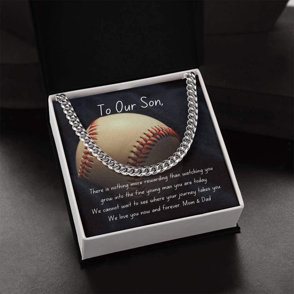 Baseball Cuban Link Chain Necklace | Gift | To Our Son | For Him | Personalizable