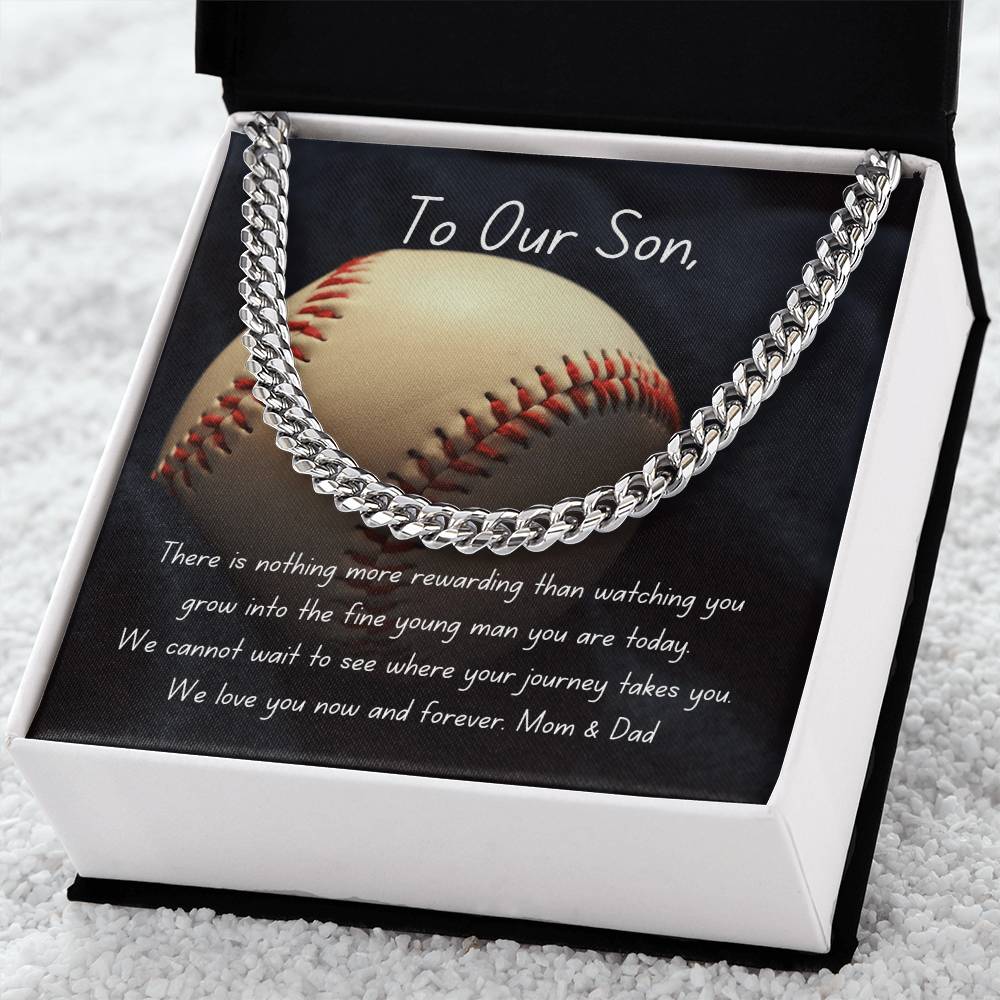 Baseball Cuban Link Chain Necklace | Gift | To Our Son | For Him | Personalizable