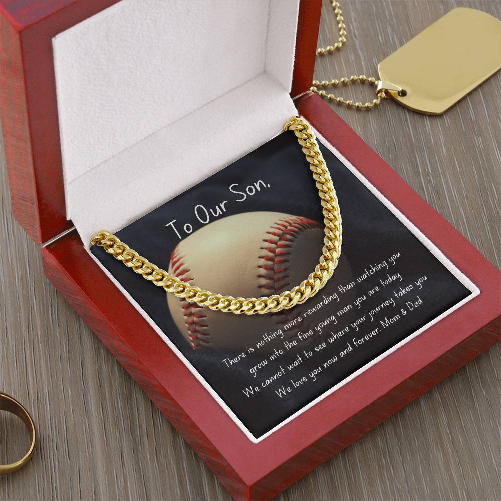 Baseball Cuban Link Chain Necklace | Gift | To Our Son | For Him | Personalizable