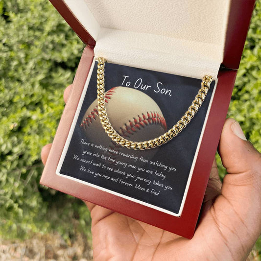 Baseball Cuban Link Chain Necklace | Gift | To Our Son | For Him | Personalizable